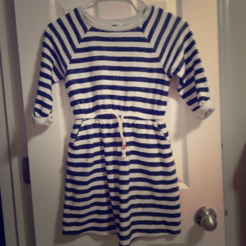 Girls white and denim blue dress